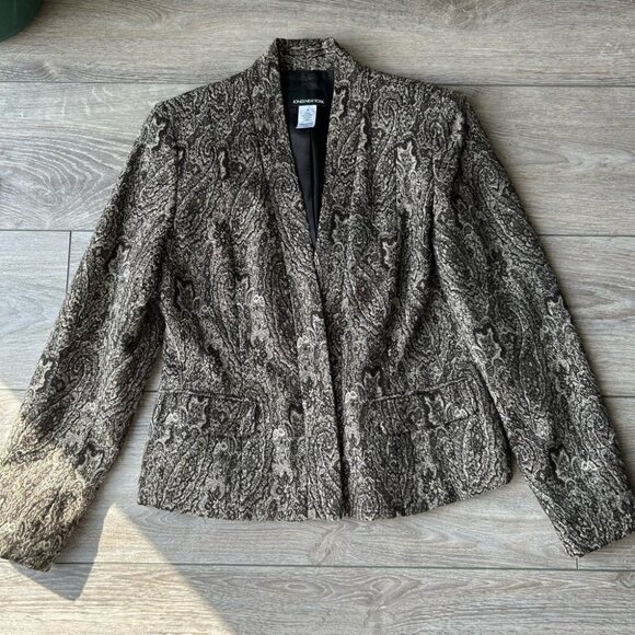 Jones New York Wool Blend Paisley Pattern Woven Blazer - Picture 4 of 16
